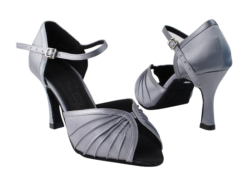 SERA3830 180 Grey Satin_Whole Shoes with 3&quot; heel in the photo