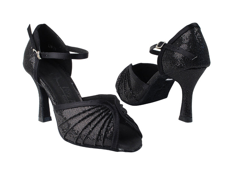 SERA3830 58 Black Scale_83 Black Satin Trim with 3&quot; heel in the photo