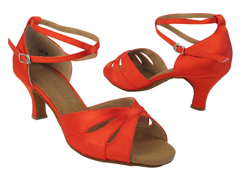 SERA3840B 118 Red Satin_X-Ankle Strap with 2.5&quot; Heel (2040) in the photo