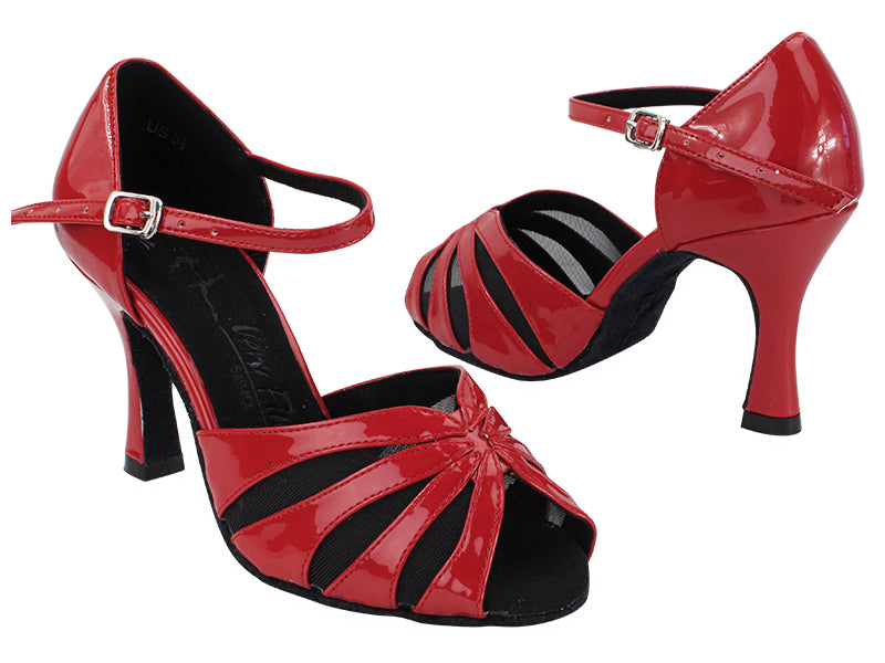 SERA3850 136 Red Patent_Black Mesh with 3 inch Heel (5059) in the photo