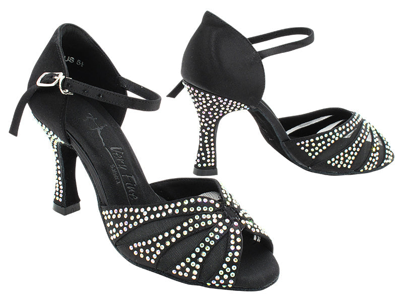 SERA3850CC Black Satin &amp; Black Mesh with 3&quot; Heel (5059) in the photo