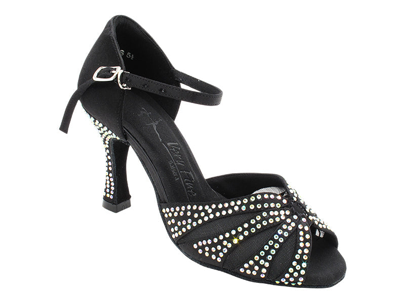 SERA3850CC Black Satin &amp; Black Mesh with 3&quot; Heel (5059) in the photo