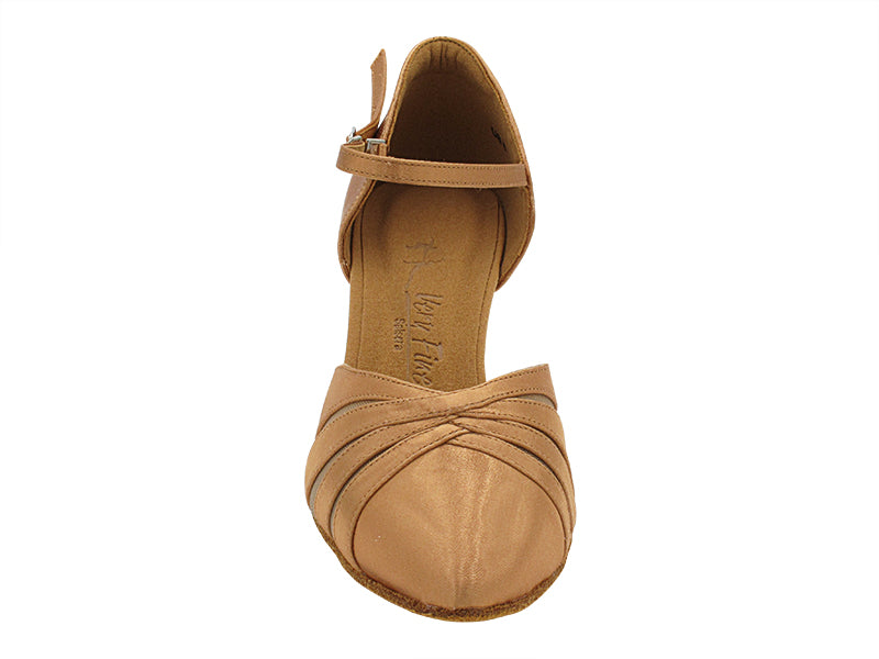 SERA3980 Tan Satin &amp; Flesh Mesh with 2.5&quot; Heel (2040) in the photo