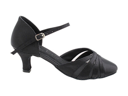 SERA3980 Black Satin &amp; Black Mesh with 2.5&quot; Heel (2040) in the photo