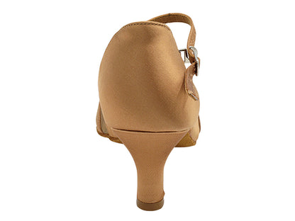 SERA3980 Tan Satin &amp; Flesh Mesh with 2.5" Heel (2040) in the photo