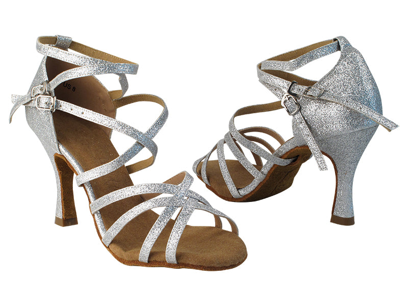 SERA5008 10 Silver Stardust with 3&quot; heel in the photo