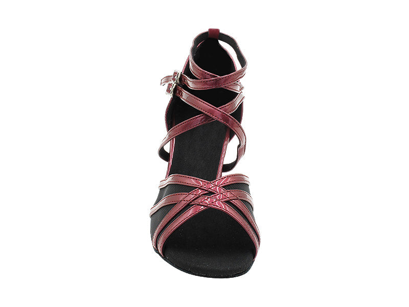 SERA5008 223 Pearl Dark Red Patent &amp; Black Mesh with 2&quot; Slim Heel (MTXZ) in the photo