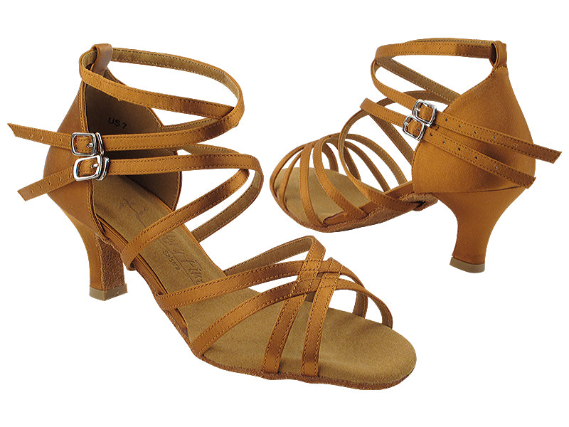 SERA5008 Dark Tan Satin with 2.5&quot; heel (2040) in the photo