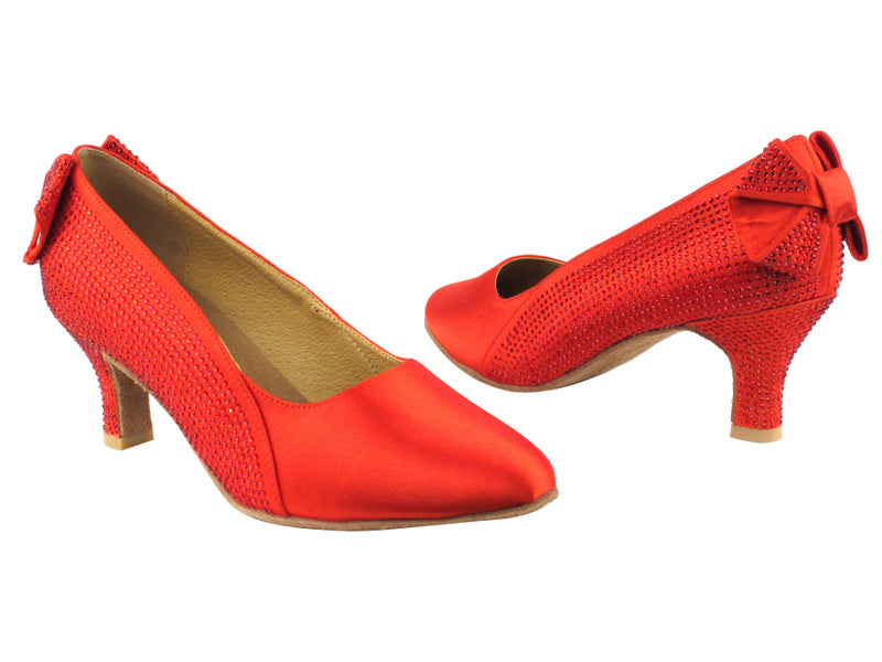 SERA5512 Red Satin with 2.5&quot; low heel in the photo