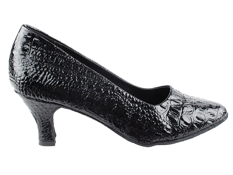 SERA5513 Black Croc with 2.5&quot; low heel in the photo