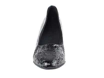 SERA5513 Black Croc with 2.5&quot; low heel in the photo