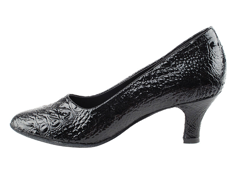 SERA5513 Black Croc with 2.5&quot; low heel in the photo