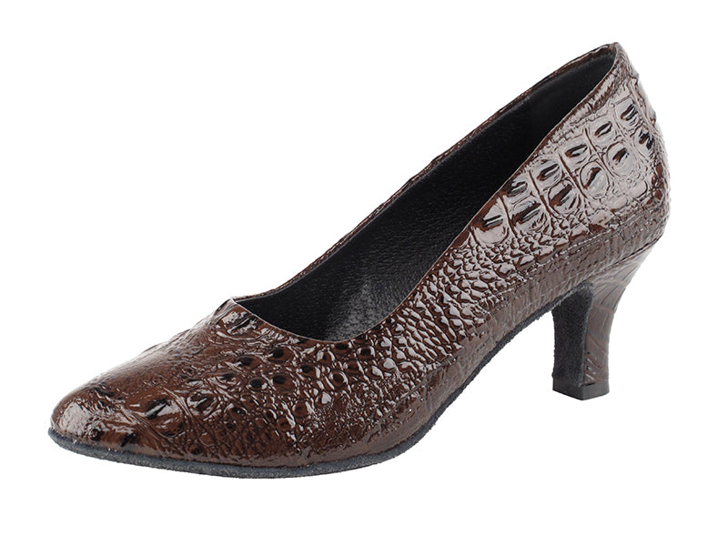 SERA5513 Coffee Brown Croc with 2.5&quot; low heel in the photo