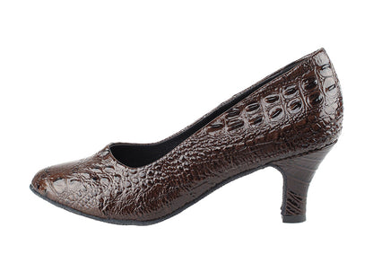 SERA5513 Coffee Brown Croc with 2.5&quot; low heel in the photo