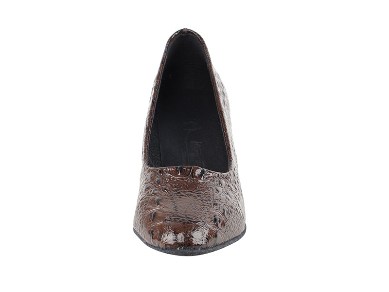 SERA5513 Coffee Brown Croc with 2.5&quot; low heel in the photo