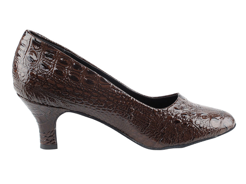 SERA5513 Coffee Brown Croc with 2.5&quot; low heel in the photo