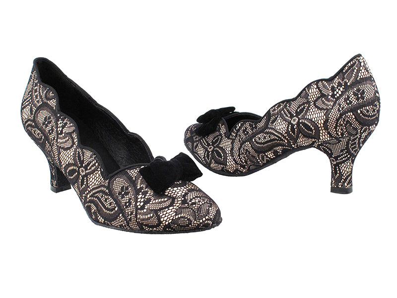 SERA5515 Flesh &amp; Black Lace with 2.5&quot; low heel in the photo