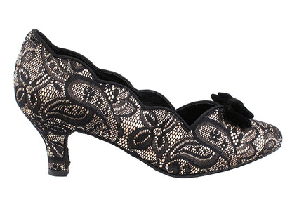 SERA5515 Flesh &amp; Black Lace with 2.5&quot; low heel in the photo