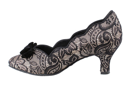 SERA5515 Flesh &amp; Black Lace with 2.5&quot; low heel in the photo