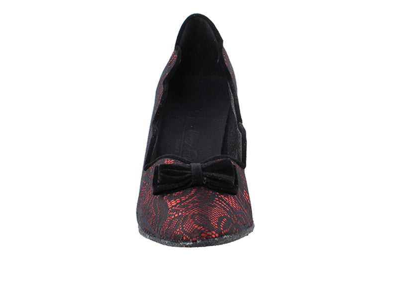 SERA5515 Red &amp; Black Lace with 2.5&quot; low heel in the photo