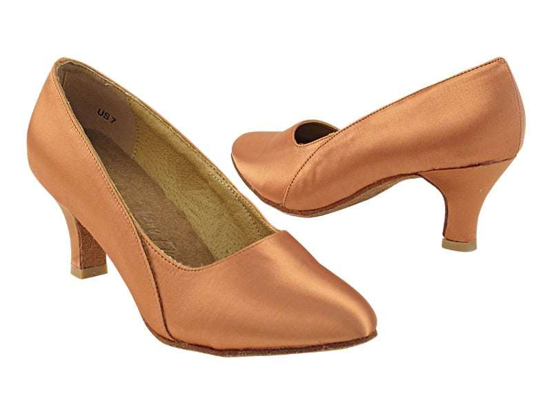 SERA5517NL Tan Satin with 2.5&quot; low heel in the photo