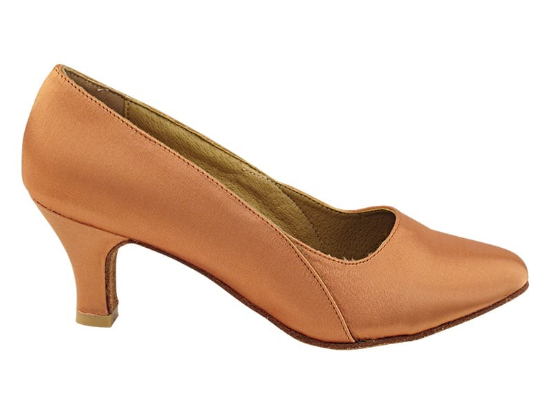 SERA5517NL Tan Satin with 2.5" low heel in the photo