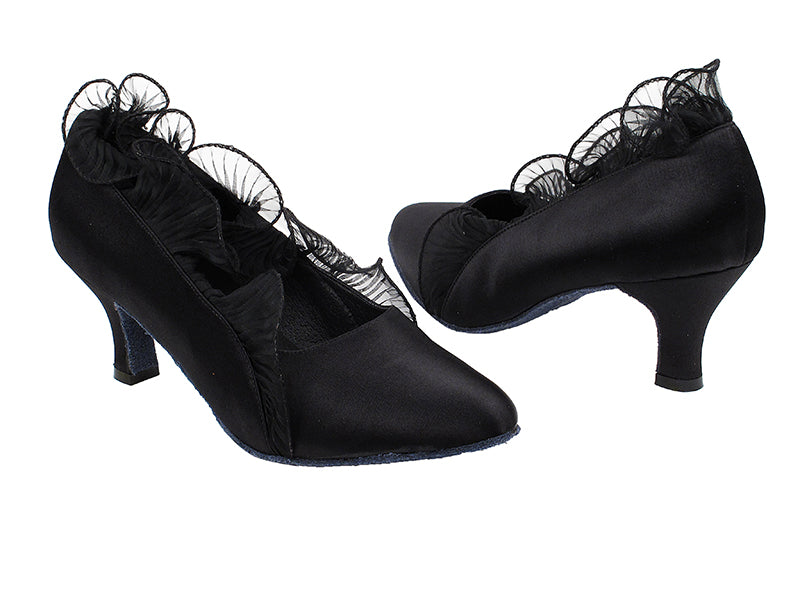 SERA5517 Black Satin with 2.5&quot; low heel in the photo