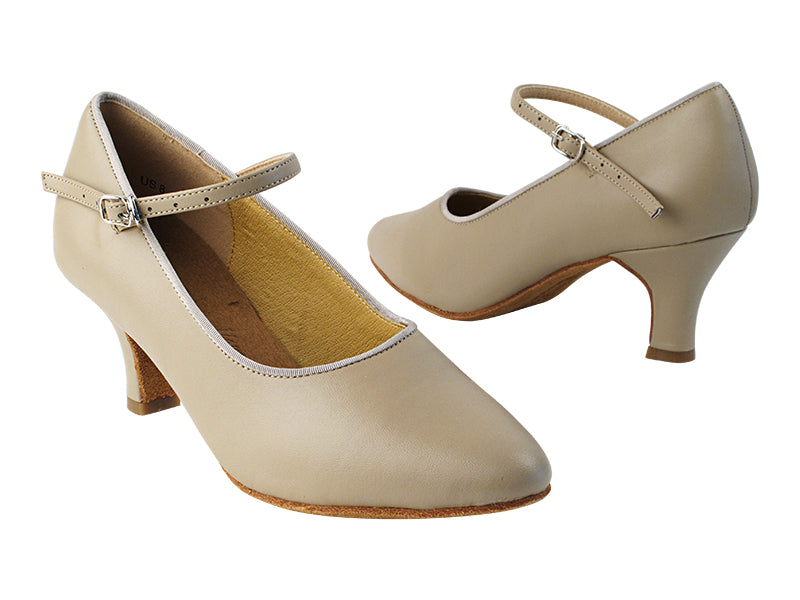 SERA5522 Beige Leather with 2.5&quot; low heel in the photo