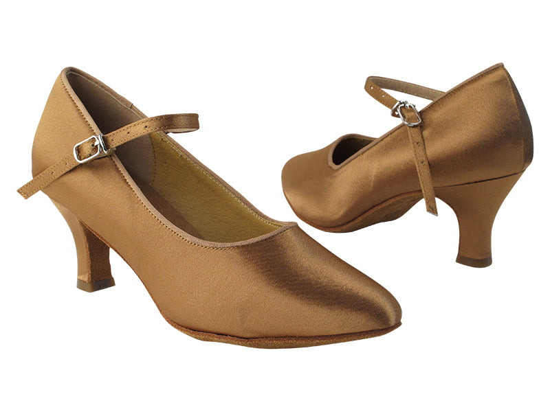 SERA5522 Brown Satin with 2.5&quot; low heel in the photo