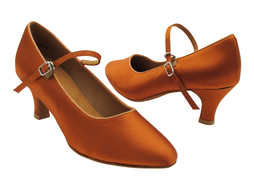 SERA5522 Copper Tan Satin with 2.5" low heel in the photo