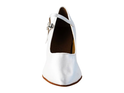 SERA5522 White Satin with 2.5&quot; low heel in the photo