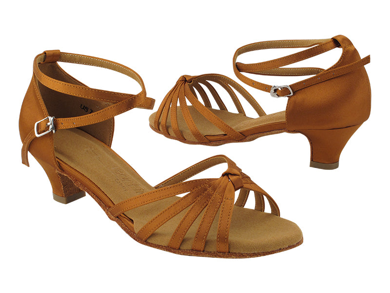 SERA6005 Dark Tan Satin with 1.3&quot; Heel in the photo