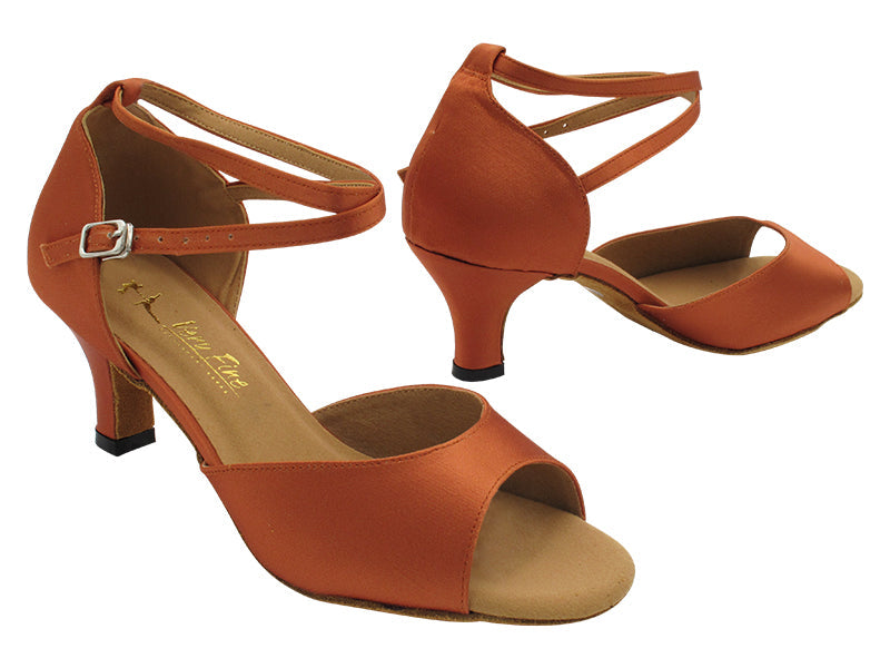 SERA6012 Dark Tan Satin with 2.5&quot; heel in the photo