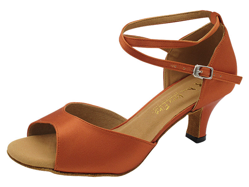 SERA6012 Dark Tan Satin with 2.5&quot; heel in the photo