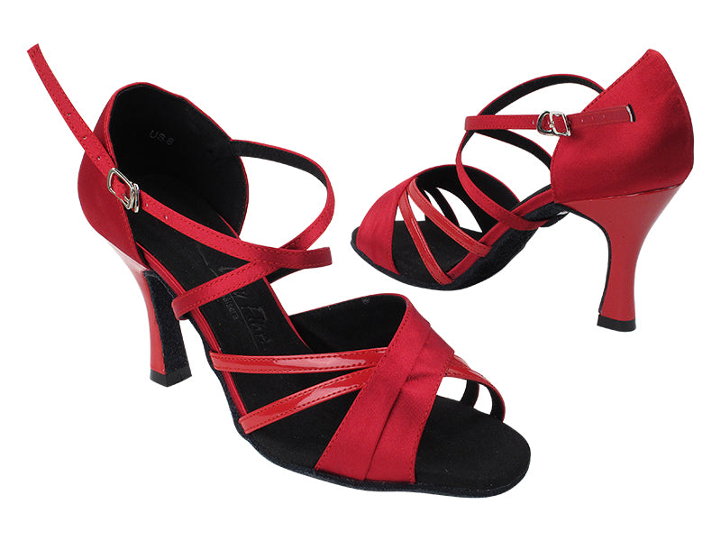 SERA6030X 139 Dark Red Satin_264 Red Patent_H with 3 inch Flare Heel (Heel Code 5059) in the photo