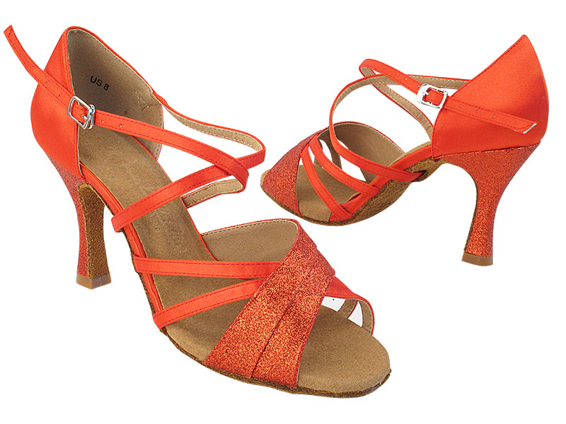 SERA6030X 7 Red Stardust_T_H_118 Red Satin_S_B with (5059) 3 inch Flare Heel in the photo