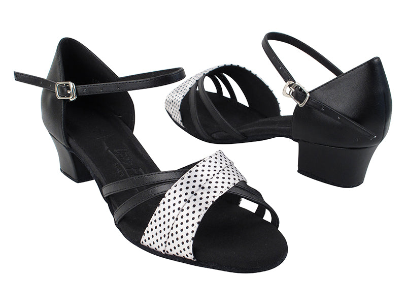 SERA6030 256 White Black Dots Satin_ Black Leather