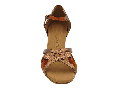 SERA6719 Copper Tan Satin &amp; Dark Tan Copper Trim with 2.5&quot; Heel (2040) in the photo