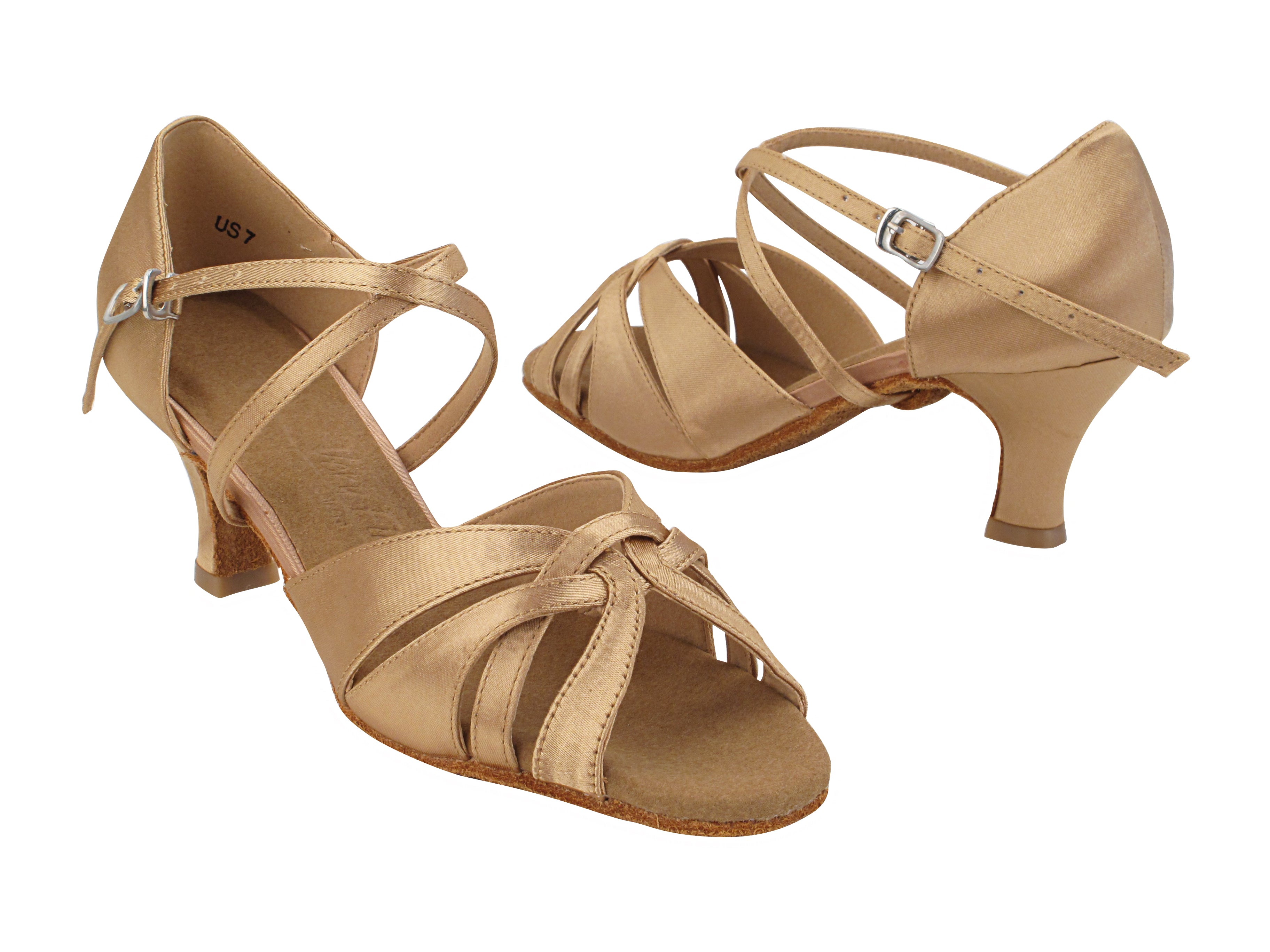 SERA6721 77 Beige Satin_X-Strap Arch with 2.5&quot; Heel (2040) in the photo