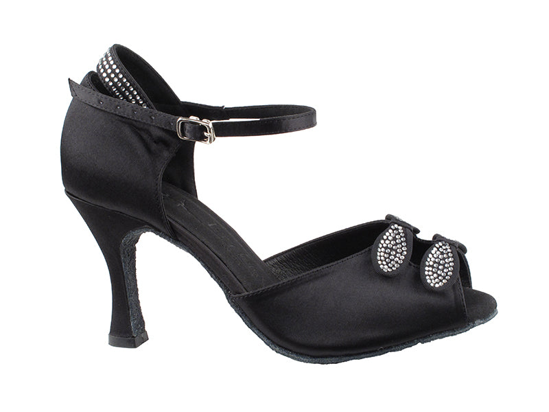 SERA7007 Black Satin with 3&quot; Flare Heel (5059) in the photo