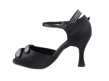 SERA7007 Black Satin with 3&quot; Flare Heel (5059) in the photo