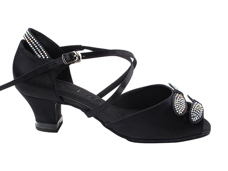 SERA7007DB Black Satin_X-Strap Arch with 2" Medium Heel (3G09) in the photo