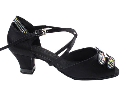 SERA7007DB Black Satin_X-Strap Arch with 2&quot; Medium Heel (3G09) in the photo