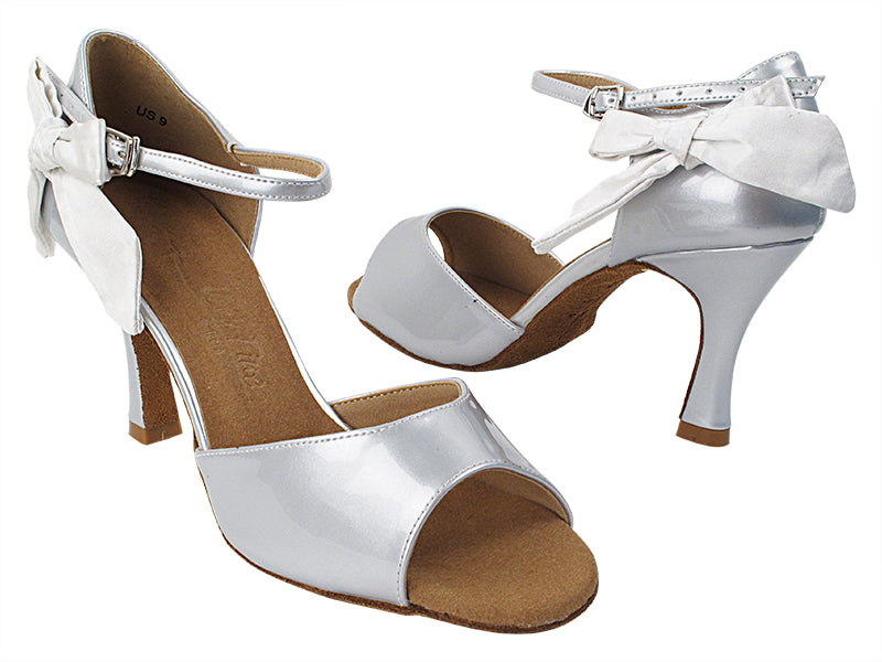 SERA7010 230 Pearl Silver Patent_85 White Satin Bow with Women&