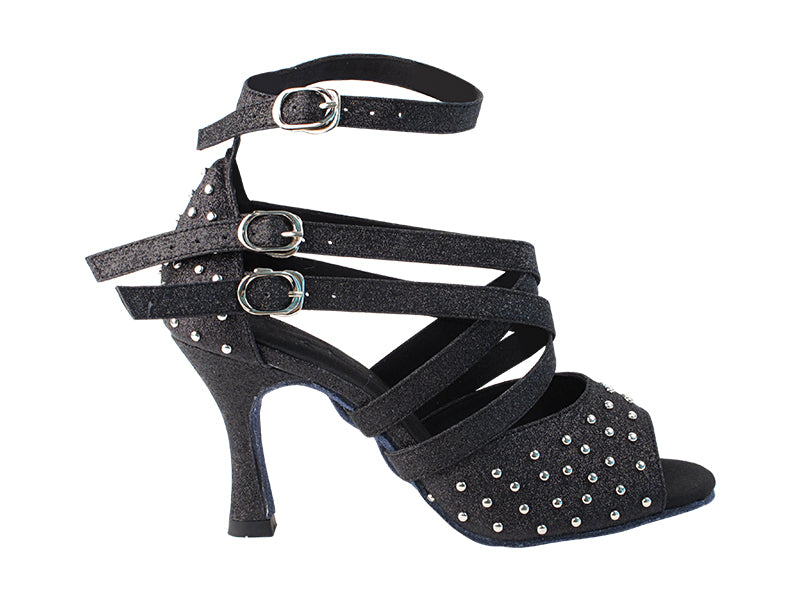 SERA7011 Black Stardust with 2.5&quot; low heel in the photo