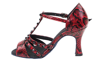 SERA7012 Red Snake with 3&quot; heel in the photo