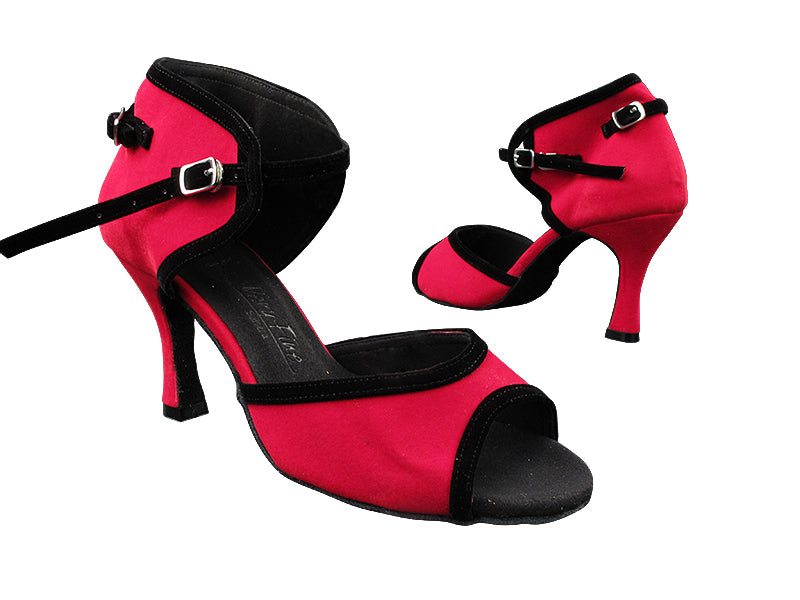 SERA7013B Red Velvet &amp; Black Velvet Trim &amp; Black Sole (No Ruffle)