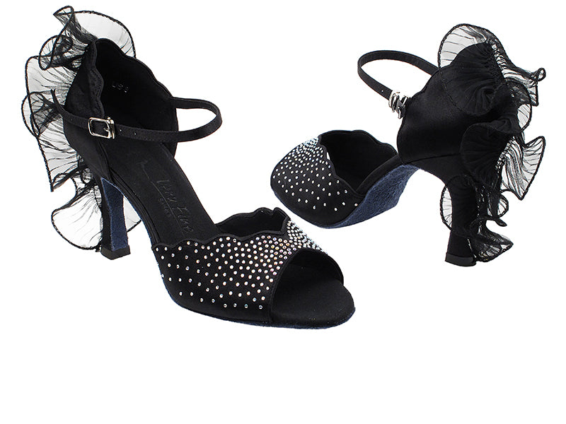 SERA7014 Black Satin with 3&quot; heel in the photo