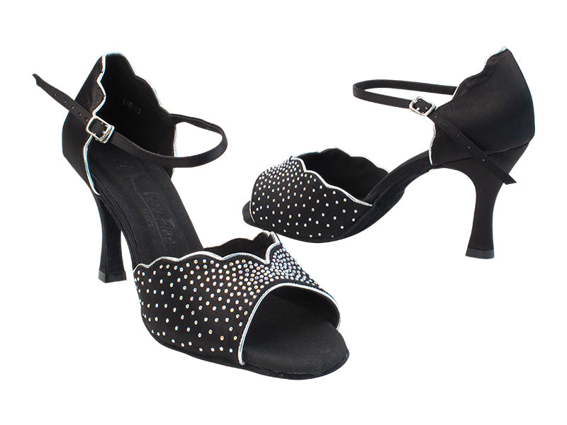  SERA7014B Black Satin &amp; Silver Trim with 3&quot; Heel in the photo