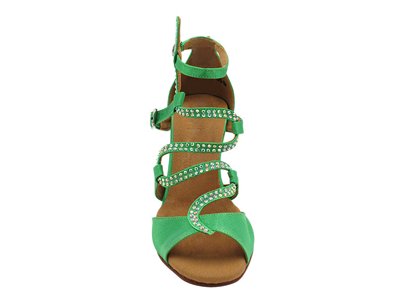 SERA7017 138 Green Satin with 3&quot; Flare Heel (5059) in the photo